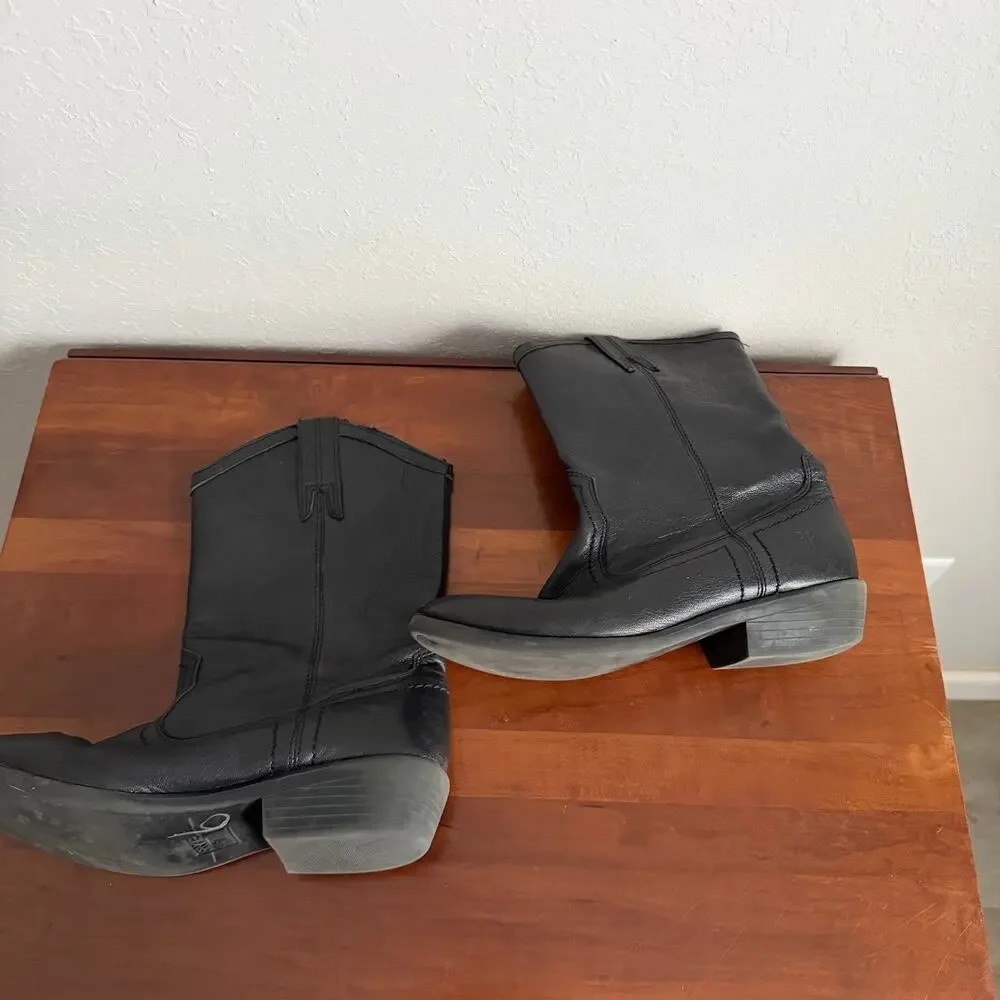 Frye Girls Billy Pull On Boots Black Leather Girls Youth 4 Womens 5.5/6